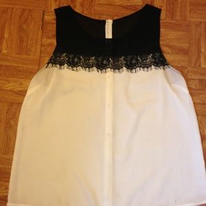 Silk blouse with black lace